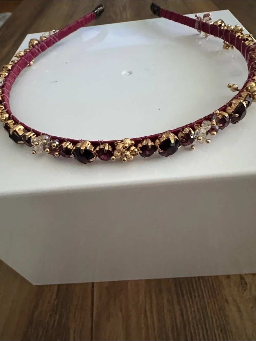 Embellished Burgundy Beaded Headband